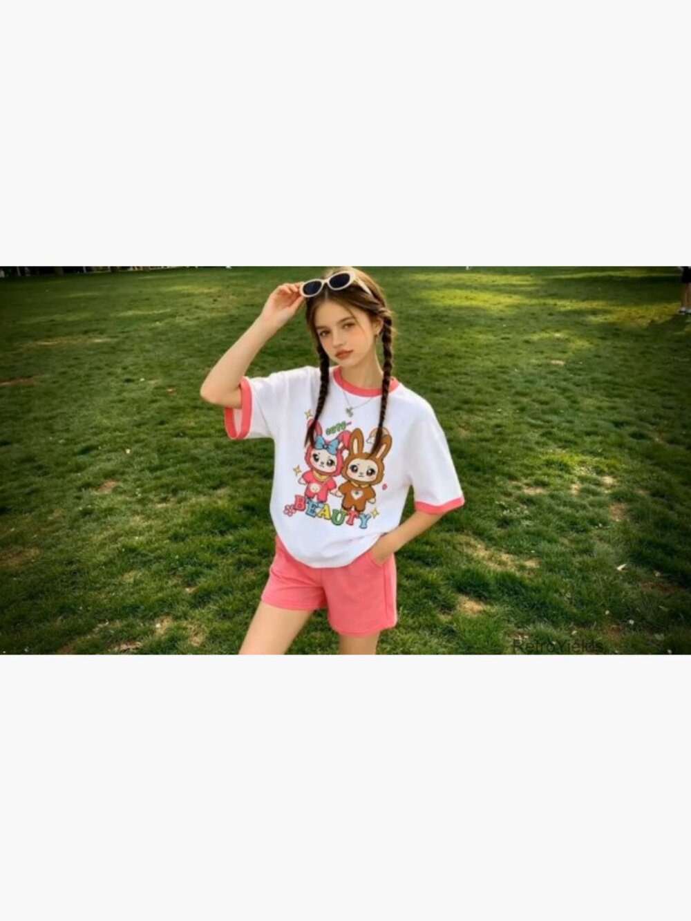 Girls Butterfly Print T-Shirt and Shorts Set Summer Outfit - Picture 7 of 7